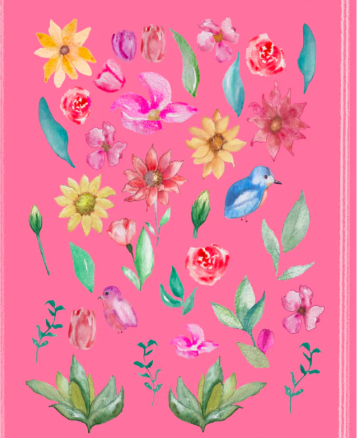 Floral bird greeting card featuring original artwork by Patricia Petrakis.